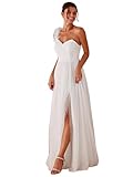 Ever-Pretty Vestido Dama de Honor para Mujer Hombro Cintura Alta Sin Mangas Fiesta Maxi Vestido Blanco 38