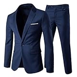 Allthemen Trajes para Hombre de 2 Piezas Slim Fit Vestido de Novia Traje de un botón Traje de Negocios Chaqueta Chaquetas Pantalones