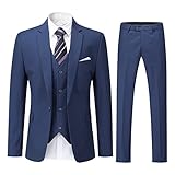 YOUTHUP Trajes para Hombre 3 Piezas para Boda Negocios Slim Fit Smoking con un Botón Formal Chaqueta y Pantalón Azul Marino M