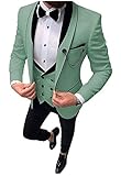 Hombres 3 PC Slim Fit trajes de boda chal solapa novio esmoquin hombres de negocios trajes de baile trajes de cena trajes, verde menta, 44