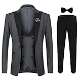 YOUTHUP Traje de Hombre Slim Fit 3 Piezas Peak Lapel Tuxedo con Ramillete y Pajarita para Novios de B