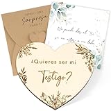 BETESSIN Regalo Original Testigo de Boda en Español, Tarjeta Madera ¿Quieres ser mi Testigo? + Tarjeta Papel + Sobre, Tarjeta de Invitación Testigo de Boda Hombre Mujer Amigos