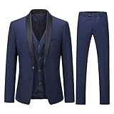 YOUTHUP Trajes para Hombre Slim Fit Traje de 3 Piezas de Ceremonia de Boda Solapa de Chal Smoking Blazer Pantalones Chalec