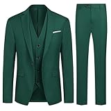 Allthemen Trajes para Hombre 3 Piezas Slim Fit Boda Esmoquin Formal Un botón Cerrar Blazers Chaqueta Chaleco Pantalones Verde M