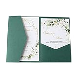 MillaSaw - Bolsa de invitación de boda, 25 invitaciones de cumpleaños, decoración de fiesta... (verde oscuro)